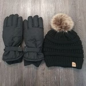 Winter beanie and gloves bundle